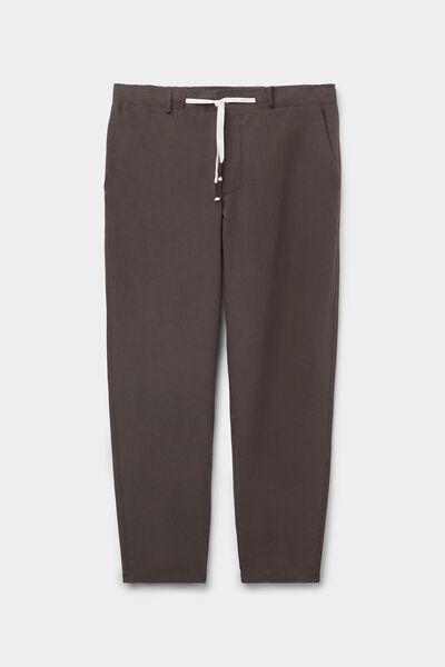 Brown Linen And Cotton Trousers, , large image number 2