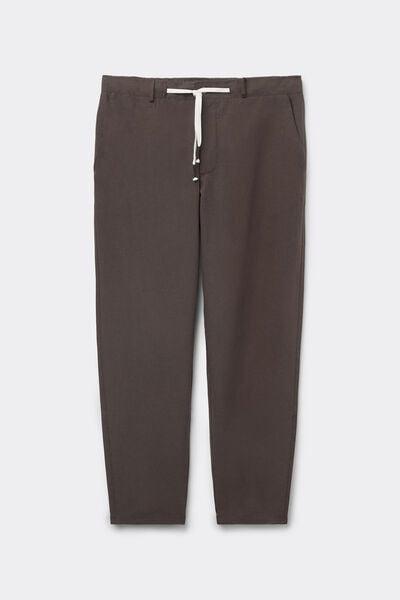 Brown Linen And Cotton Trousers, B601_901J, large image number 2