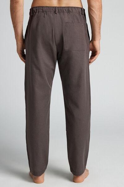 Brown Linen And Cotton Trousers, , large image number 3