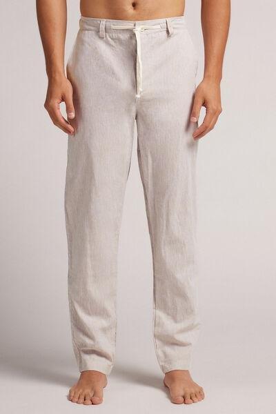 Ecru Linen And Cotton Trousers, , large image number 0