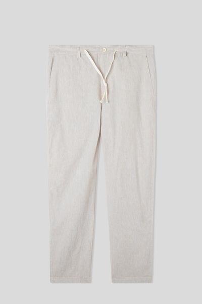 Ecru Linen And Cotton Trousers, , large image number 2