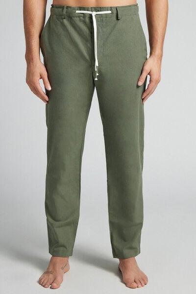 Green Linen And Cotton Trousers, , large image number 0