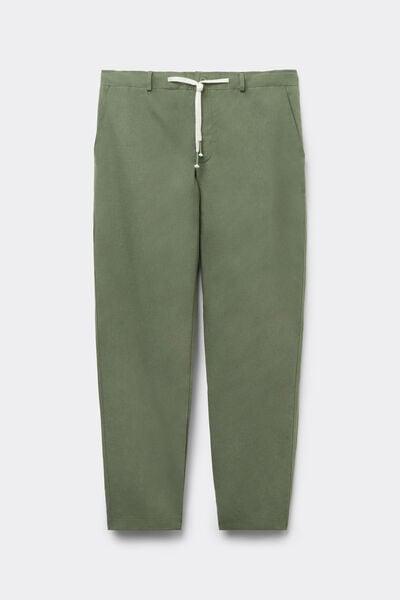 Green Linen And Cotton Trousers, , large image number 1