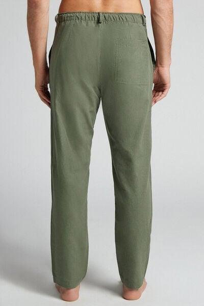 Green Linen And Cotton Trousers, , large image number 3