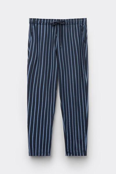 Navy Stripes Print Cotton Pyjama Bottoms, Midnight Blue/denim Blue Stripes, large image number 2