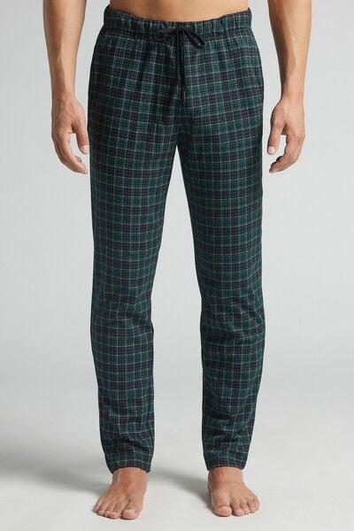 Green Check Print Cotton Pyjama Bottoms, B601_967J, large image number 0