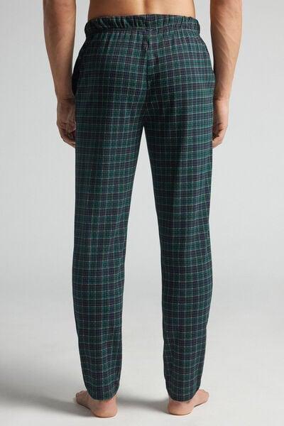 Green Check Print Cotton Pyjama Bottoms, B601_967J, large image number 3