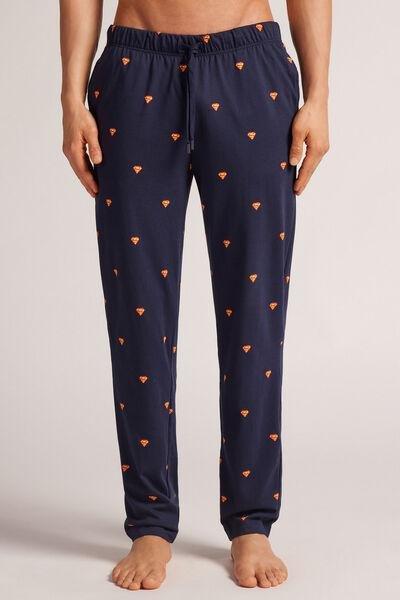 Navy Printed Pants, , medium
