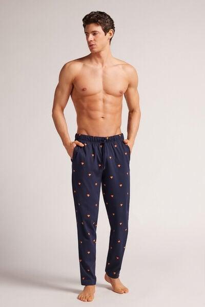 Navy Printed Pants, , large image number 1
