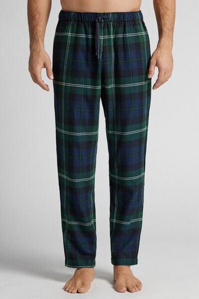 Green Check Print Brushed Cotton Pyjama Bottoms, B601_986J, large image number 0