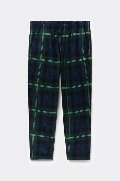 Green Check Print Brushed Cotton Pyjama Bottoms, B601_986J, large image number 2