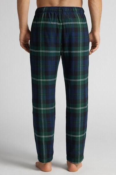 Green Check Print Brushed Cotton Pyjama Bottoms, B601_986J, large image number 3