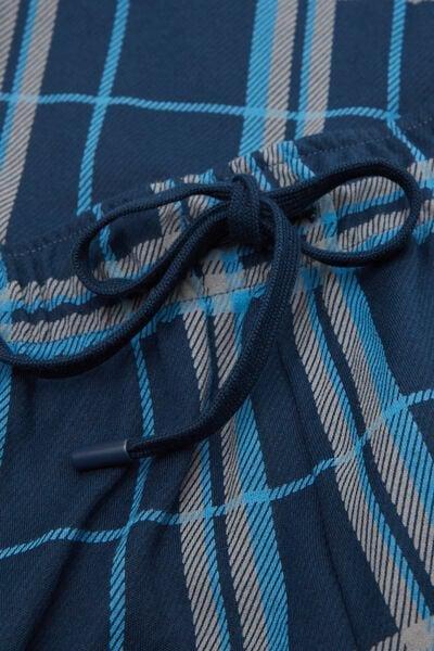 Navy Check Print Cotton Pyjama Bottoms, B601_988J, large image number 4