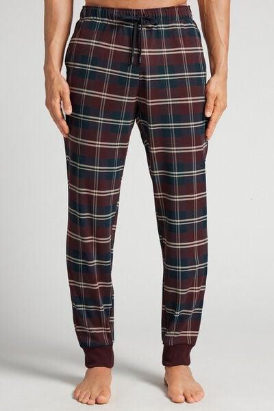 Red Check Print Cotton Pyjama Bottoms, B601_989J, large image number 0
