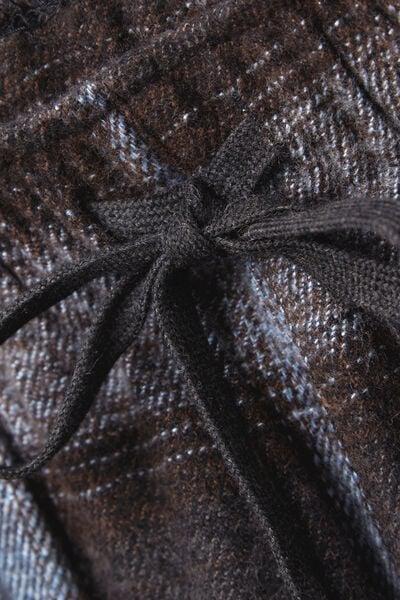 Brown Long Check Print Cotton Pyjama Bottom, B601_992J, large image number 4