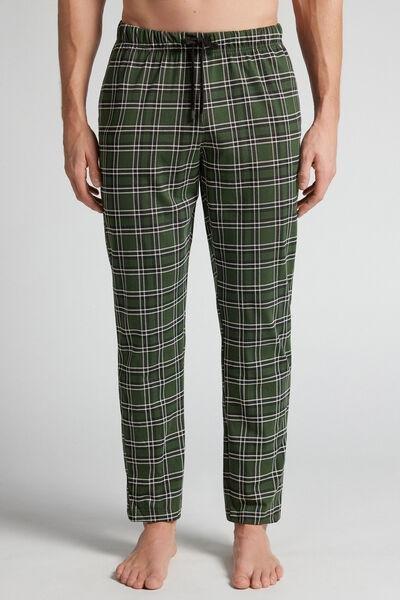 Green Check Print Cotton Pyjama Bottom, B601_074K, large image number 0