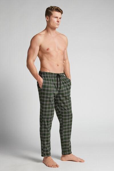 Green Check Print Cotton Pyjama Bottom, B601_074K, large image number 1