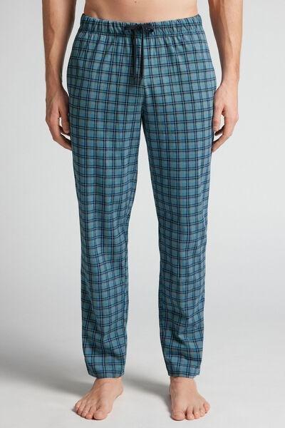 Blue Check Print Cotton Pyjama Bottom, B601_075K, large image number 0