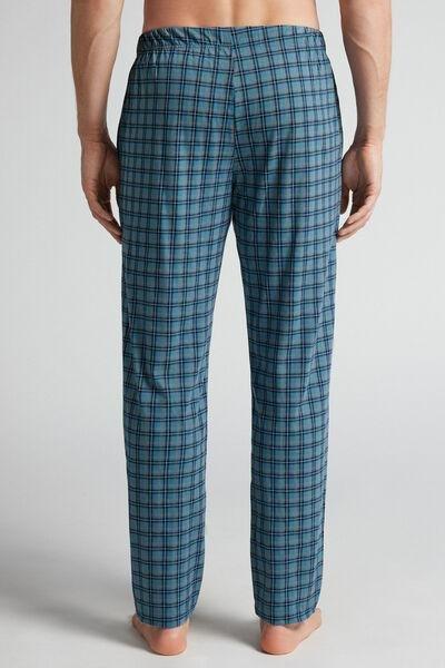 Blue Check Print Cotton Pyjama Bottom, B601_075K, large image number 3