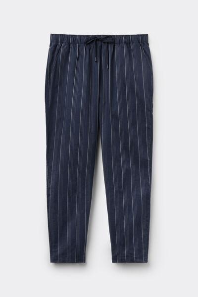 Blue Plain-Weave Cotton Pyjama Bottom, B601_076K, large image number 2
