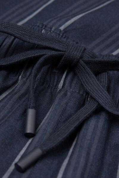 Blue Plain-Weave Cotton Pyjama Bottom, B601_076K, large image number 4