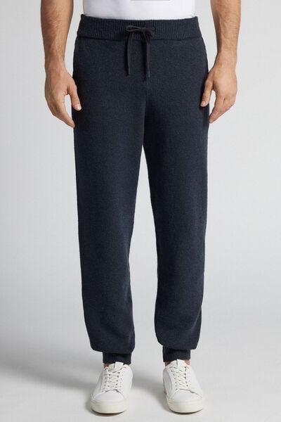 Navy Long Tricot Cotton Pyjama Bottom, Midnight Blue, large image number 0