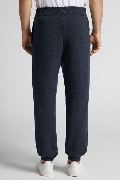 Navy Long Tricot Cotton Pyjama Bottom, Midnight Blue, large image number 3