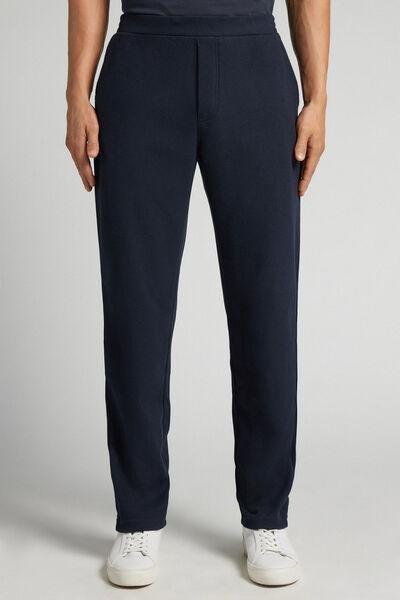 Navy Long Cloth Effect Fabric Pants, B601_011K, large image number 0