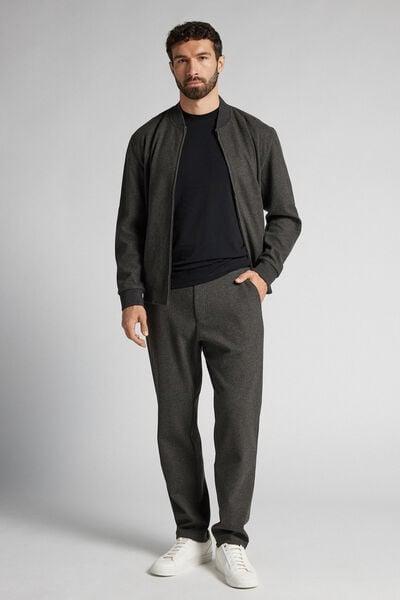 Grey Long Cloth Effect Fabric Pants, B601_996J, large image number 1