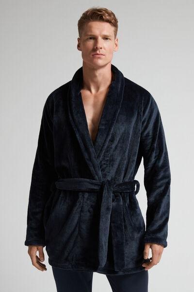 Blue Fleece Dressing Gown, , medium