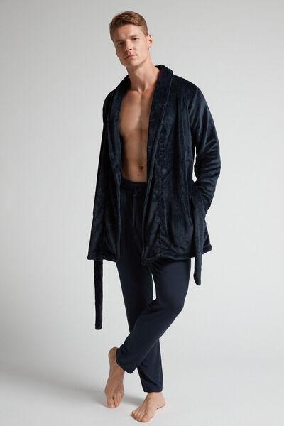 Blue Fleece Dressing Gown, , large image number 1