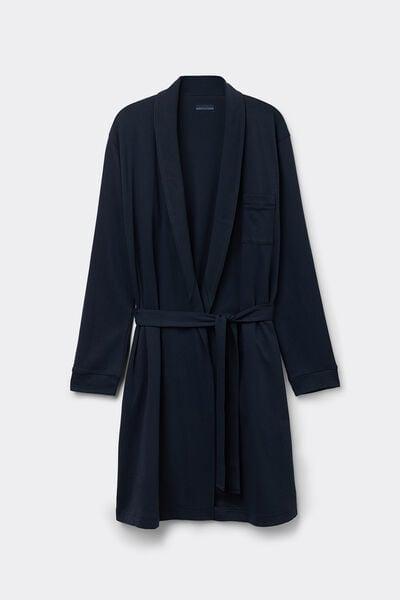 Navy Long Dressing Gown, Midnight Blue, large image number 2
