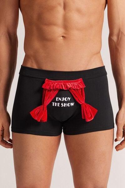 Black - 019 - Black Superior Cotton Boxers with Enjoy The Show Print, , large image number 0