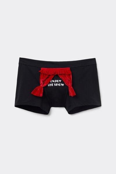 Black - 019 - Black Superior Cotton Boxers with Enjoy The Show Print, , large image number 1