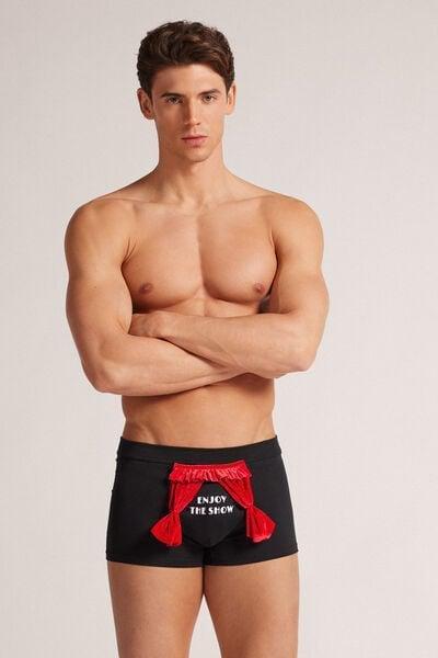 Black - 019 - Black Superior Cotton Boxers with Enjoy The Show Print, , large image number 2