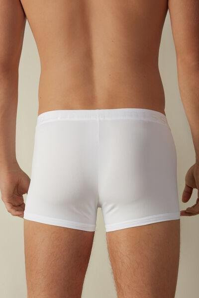 White Boxer Microfibre Shorts With Logo, , large image number 3