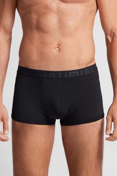 Black Boxer Microfibre Shorts With Logo, , medium