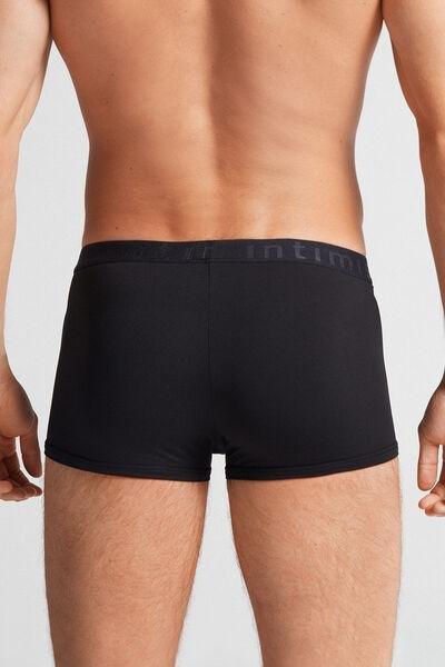 Black Boxer Microfibre Shorts With Logo, , large image number 3