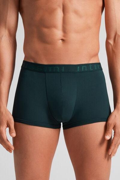 Green Boxer Microfibre Shorts With Logo, , medium