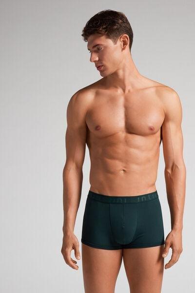 Green Boxer Microfibre Shorts With Logo, , large image number 1