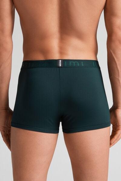 Green Boxer Microfibre Shorts With Logo, , large image number 3