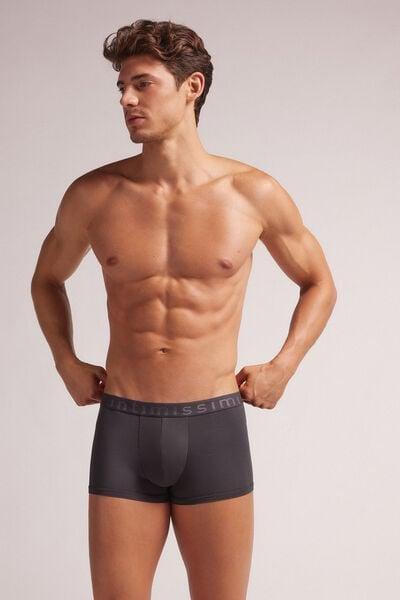 Grey Microfibre With Logo Boxer Shorts, , large image number 1