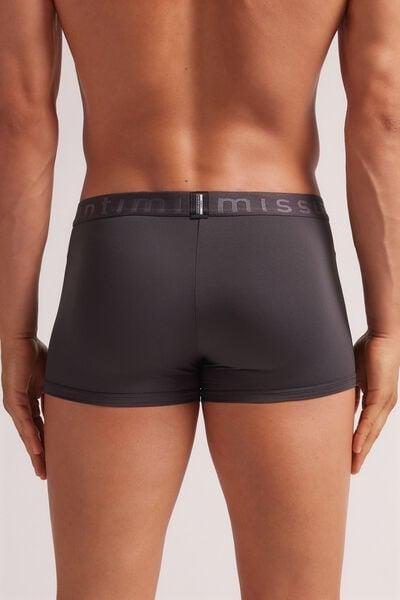 Grey Microfibre With Logo Boxer Shorts, , large image number 3