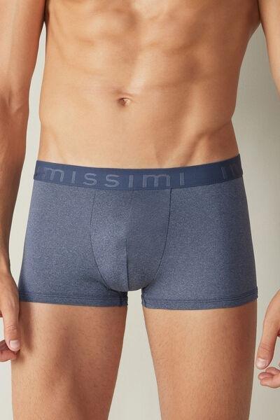 Blue Blend Microfibre Boxer Shorts With Logo, , medium