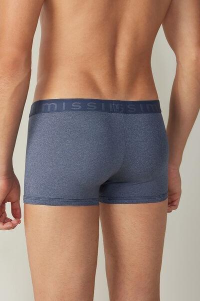 Blue Blend Microfibre Boxer Shorts With Logo, , large image number 3