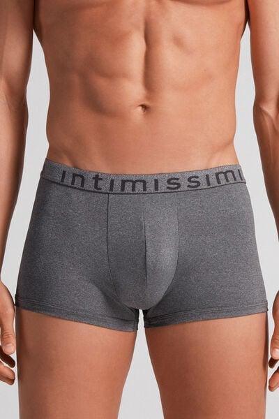 Grey Boxer Microfibre Shorts With Logo, Graphite Grey Blend, large image number 0