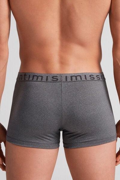 Grey Boxer Microfibre Shorts With Logo, Graphite Grey Blend, large image number 3