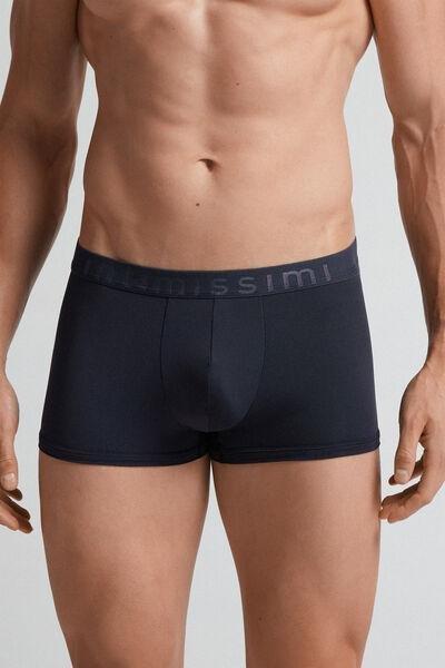 Blue Boxer Microfibre Shorts With Logo, , large image number 0