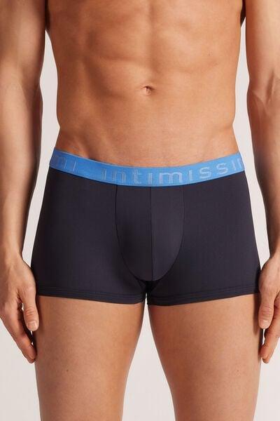 Navy Elastic Boxer Shorts, , medium
