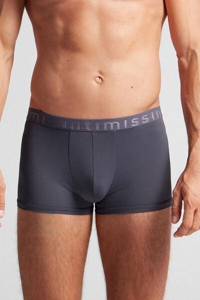 Grey Boxer Microfibre Shorts With Logo, , large image number 0